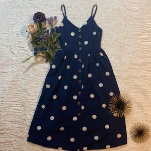 Vintage style Navy polka dot dress. Size Small.